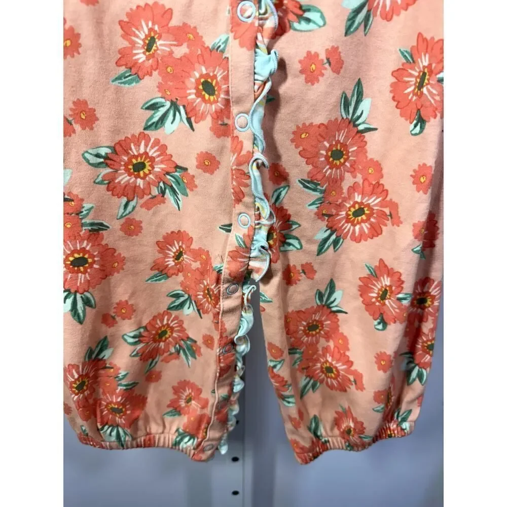 MATILDA JANE Infant Girl Dozing Off Floral Convertible Romper Orange Size 18-24